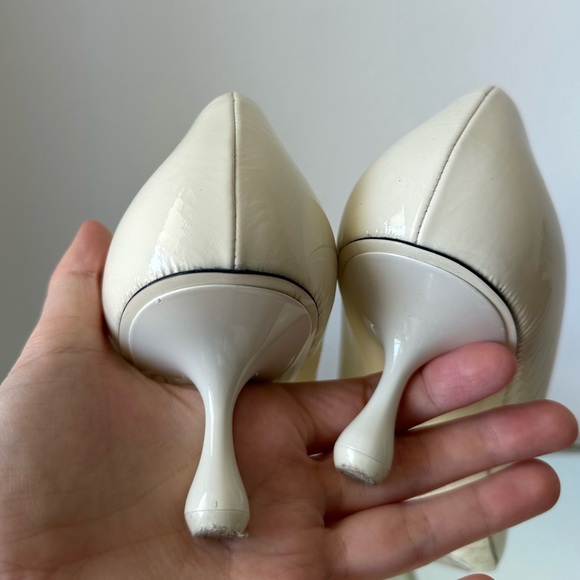 EUC JIMMY CHOO Scarlett 50 lace-up patent-leather pointed-toe pumps 38 $1,075 - Picture 15 of 16